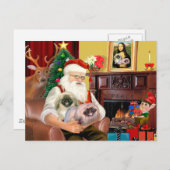 Kerstman Thuis - Pekingese (R) - Santa Feestdagenkaart (Voorkant / Achterkant)