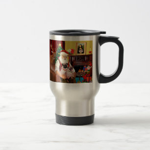 Kerstman thuis - Pugs (twee) Reisbeker