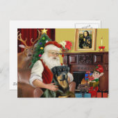 Kerstman thuis - Rottweiler 3 Feestdagenkaart (Voorkant / Achterkant)