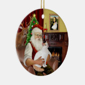 Kerstman thuis - Turkse Van kat Keramisch Ornament (Rechts)