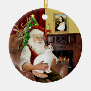 Kerstman thuis - Turkse Van kat Keramisch Ornament