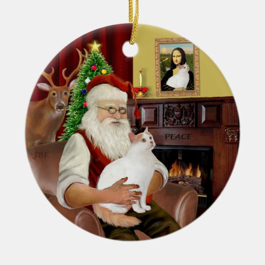 Kerstman thuis - Turkse Van kat Keramisch Ornament (Voorkant)