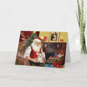 Kerstman thuis - Welsh Corgi Pup Feestdagen Kaart