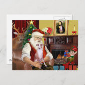 Kerstman thuis - Whippet 7 - Santa Feestdagenkaart (Voorkant / Achterkant)