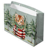 Kerstman Tijger en een Herten Pine Tree Kerstmis Groot Cadeauzakje (Achterkant Gekanteld)