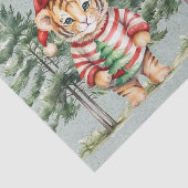 Kerstman Tijger en een Herten Pine Tree Kerstmis Tissuepapier (Detail)