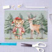 Kerstman Tijger en een Herten Pine Tree Kerstmis Tissuepapier (Craft)
