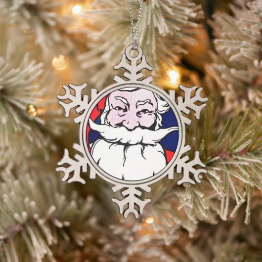 Kerstman Tin Sneeuwvlok Ornament (Boom)