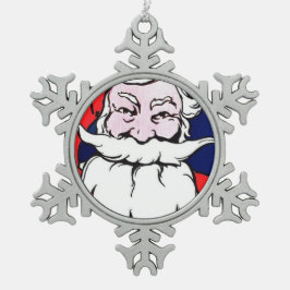Kerstman Tin Sneeuwvlok Ornament