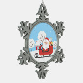 Kerstman Tin Sneeuwvlok Ornament (Links)