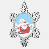 Kerstman Tin Sneeuwvlok Ornament (Rechts)