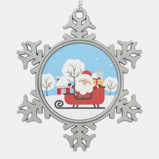 Kerstman Tin Sneeuwvlok Ornament (Voorkant)