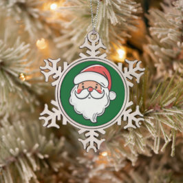 Kerstman Tin Sneeuwvlok Ornament