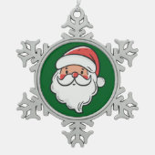 Kerstman Tin Sneeuwvlok Ornament (Voorkant)
