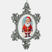 Kerstman Tin Sneeuwvlok Ornament (Links)