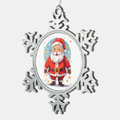 Kerstman Tin Sneeuwvlok Ornament (Rechts)