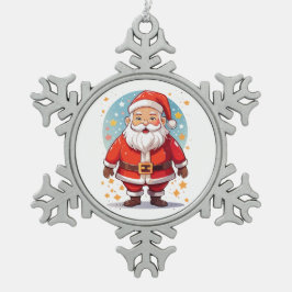 Kerstman Tin Sneeuwvlok Ornament