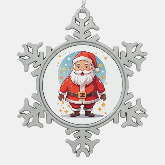 Kerstman Tin Sneeuwvlok Ornament (Voorkant)