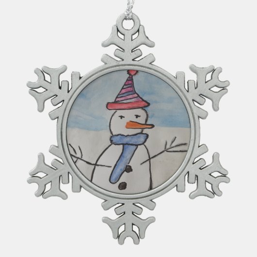 Kerstman Tin Sneeuwvlok Ornament (Voorkant)