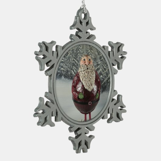 kerstman tin sneeuwvlok ornament (Links)