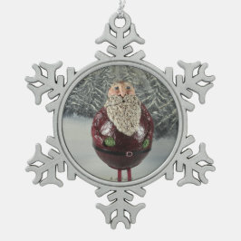 kerstman tin sneeuwvlok ornament