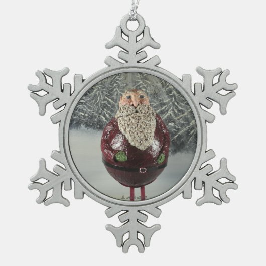 kerstman tin sneeuwvlok ornament (Voorkant)