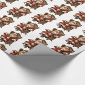  kerstman traditioneel kerstpatroon cadeaupapier (Hoek)