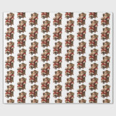  kerstman traditioneel kerstpatroon cadeaupapier (Vlak)