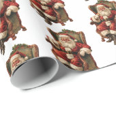  kerstman traditioneel kerstpatroon cadeaupapier (Rol Hoek)