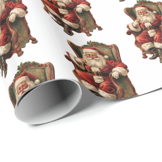  kerstman traditioneel kerstpatroon cadeaupapier (Rol Hoek)