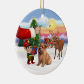 Kerstman trakteert op zijn Norfolk Terrier Keramisch Ornament (Rechts)