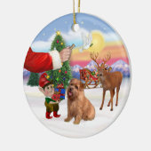Kerstman trakteert op zijn Norfolk Terrier Keramisch Ornament (Links)