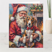 Kerstman Treeing Walker Coonhound Kerst Kunst Kaart (Voorkant)