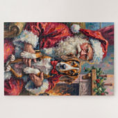 Kerstman Treeing Walker Coonhound Kerst Kunst Legpuzzel (Horizontaal)