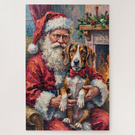 Kerstman Treeing Walker Coonhound Kerst Kunst Legpuzzel (Verticaal)