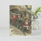 Kerstman Trein Hulst Krans Kinderen Kaart (Staand voorkant)