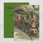 Kerstman Trein Hulst Krans Kinderen Kaart (Voorkant / Achterkant)