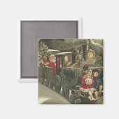 Kerstman Trein Hulst Krans Kinderen Magneet (Voorkant / Achterkant)