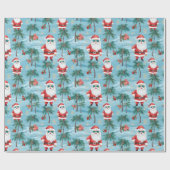 Kerstman Tropisch Strand Cadeaupapier (Vlak)