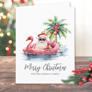 Kerstman Tropisch Strand Kerstmis Feestdagen Kaart