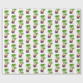 Kerstman tropische kerstpalmboom cadeaupapier (Vlak)