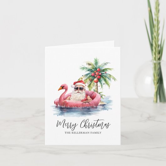 Kerstman Tropische Strand Kerstmis Feestdagen Kaart (Voorkant)