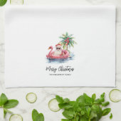 Kerstman Tropische Strand Kerstmis Theedoek (Gevouwen)