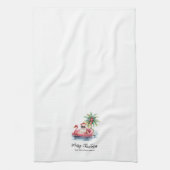 Kerstman Tropische Strand Kerstmis Theedoek (Verticaal)