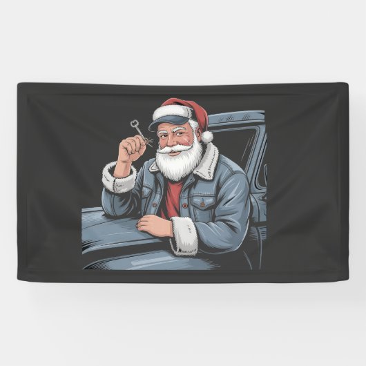 Kerstman Truck Uitrusting Grappige Truckchauffeur  Spandoek (Horizontaal)