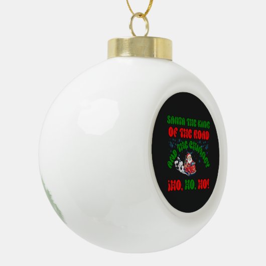 Kerstman Trucker Kerststraat Koning feestelijk Keramische Bal Ornament (Links)