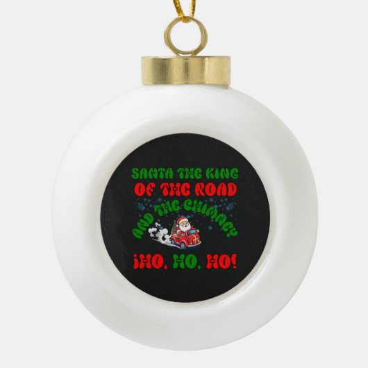 Kerstman Trucker Kerststraat Koning feestelijk Keramische Bal Ornament (Voorkant)