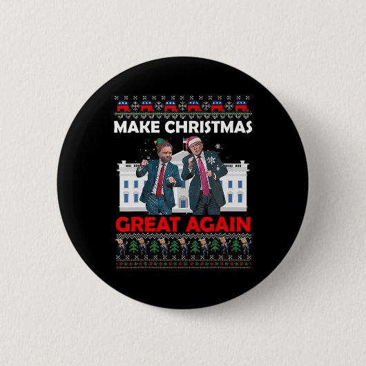 Kerstman Trump Dance Make Christmas Great Again be Ronde Button 5,7 Cm (Voorkant)