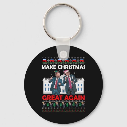Kerstman Trump Dance Make Christmas Great Again be Sleutelhanger (Voorkant)