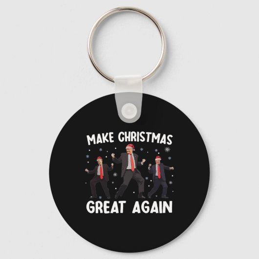 Kerstman Trump Dance Make Christmas Great Again be Sleutelhanger (Voorkant)